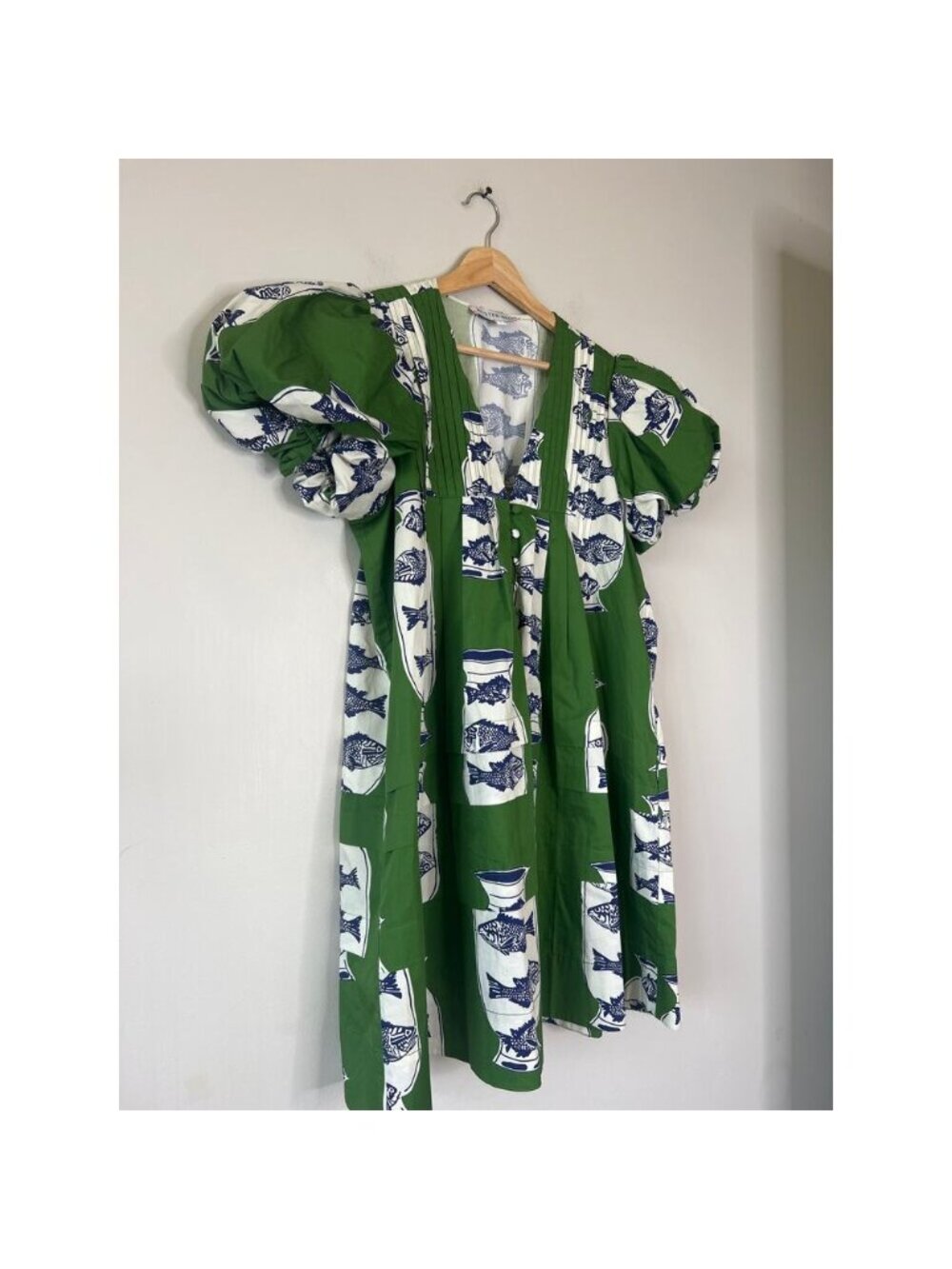 NEW Hunter Bell Wilkies Puff Short Sleeve Baby Doll Mini Dress Green Size: Small - Picture 3 of 7